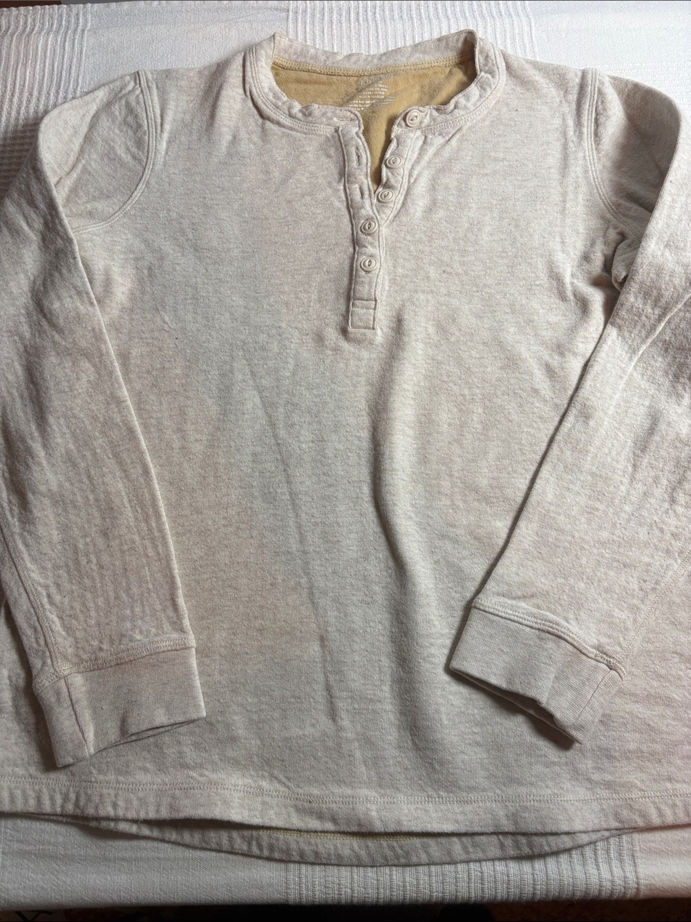 L.L. Bean Cream Henley Long-Sleeve Top